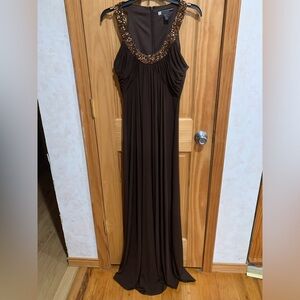JS Boutique Formal Brown Prom Gown Dress Size 10 Beaded Neck